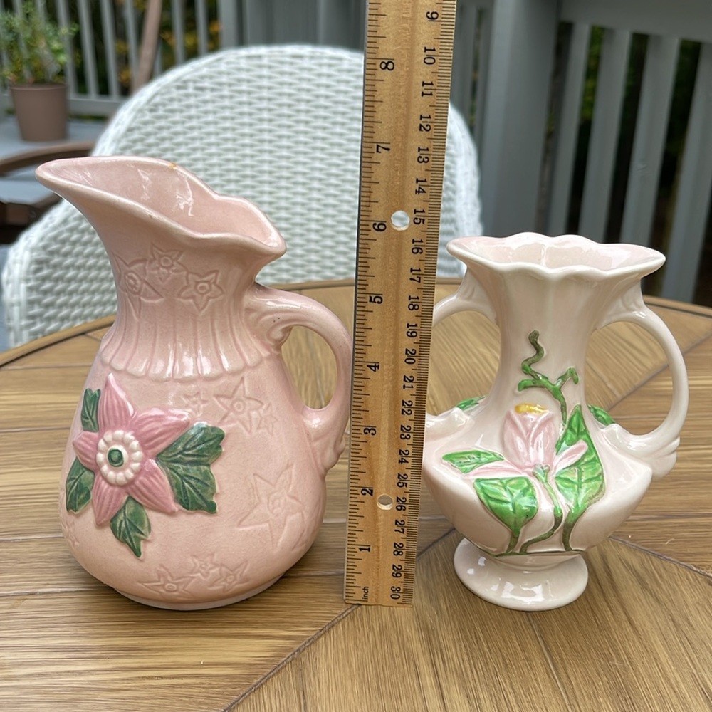 Vintage Pink Pitcher And Hull Vase, Made USA - Picture 9 of 11